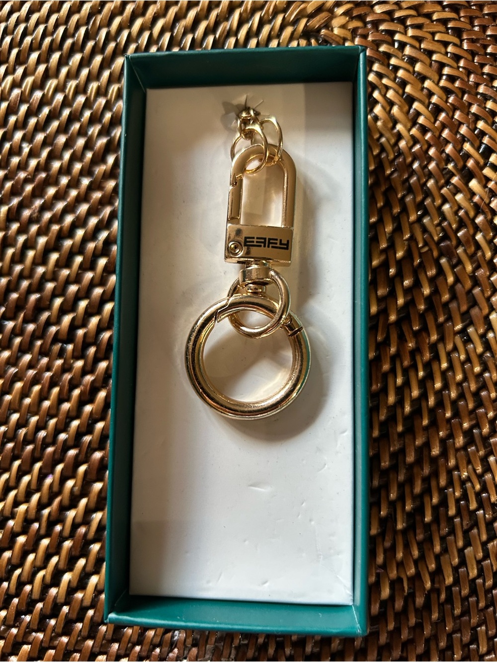 New in original Box EFFY Gold Keyring Clip Keychain